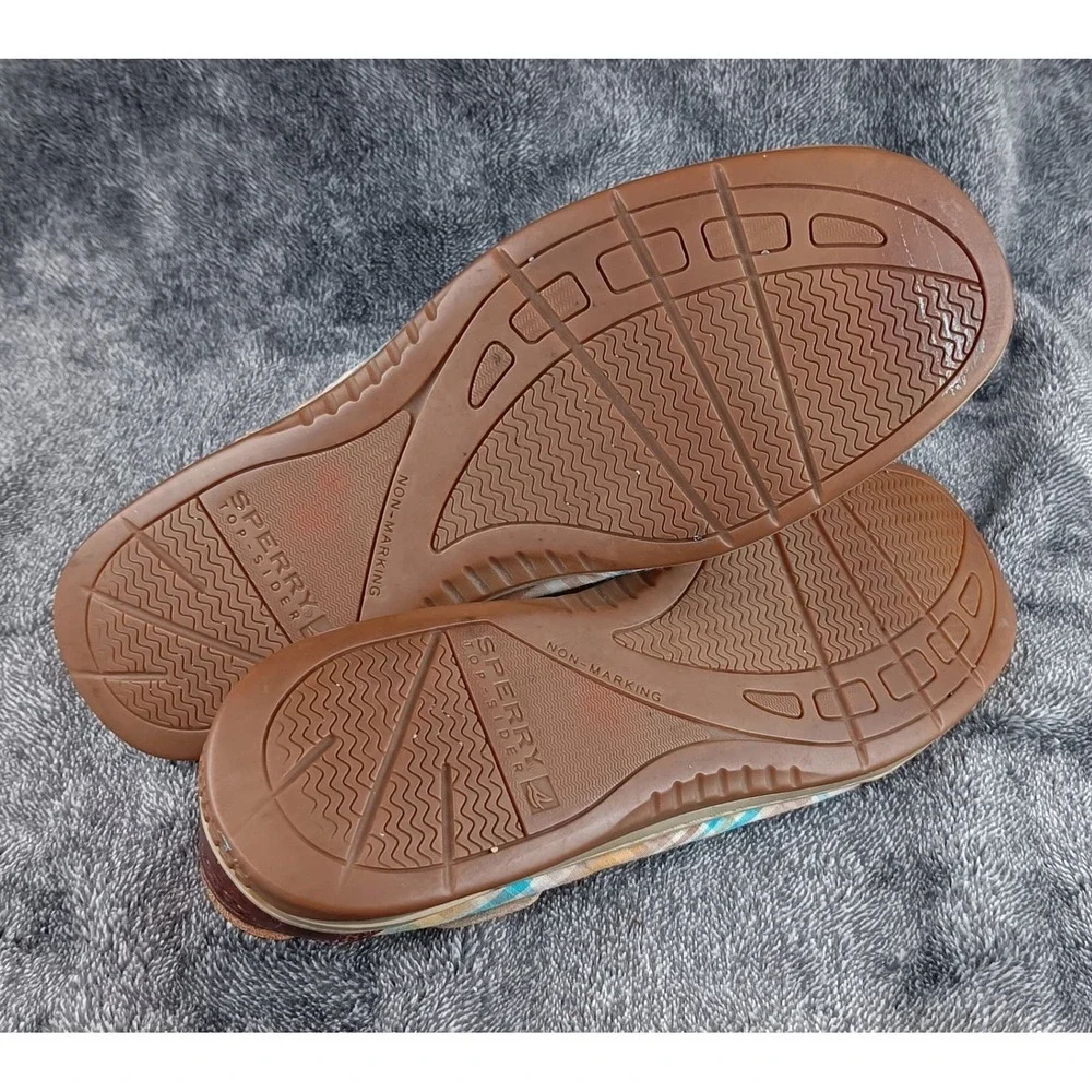 Sperry Top Sider Women Brown Leather‎ Plaid Boat Shoes Loafers Moccasins 8.5M